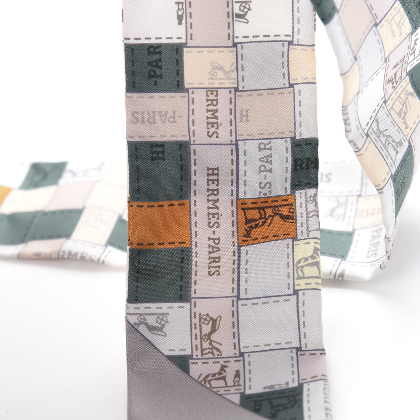 Silk Bolduc Au Carre Twilly Gris Kaki Ocre
