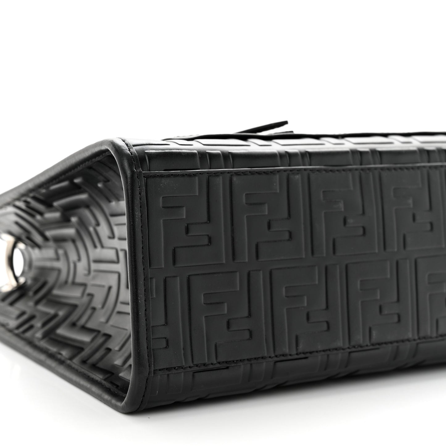 Vitello Century Wicker FF 1974 Embossed Small Runaway Shopper Tote Black