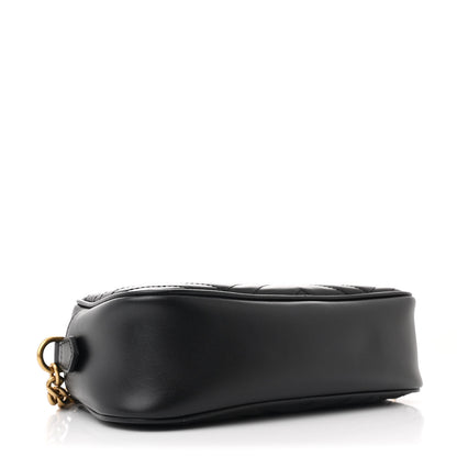 Gucci Calfskin Matelasse Small GG Marmont Chain Shoulder Bag Black 4 of 10