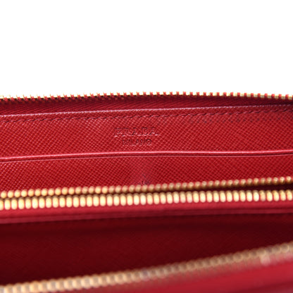 Prada Saffiano Triangle Zip Around Wallet Fuoco 6 of 8