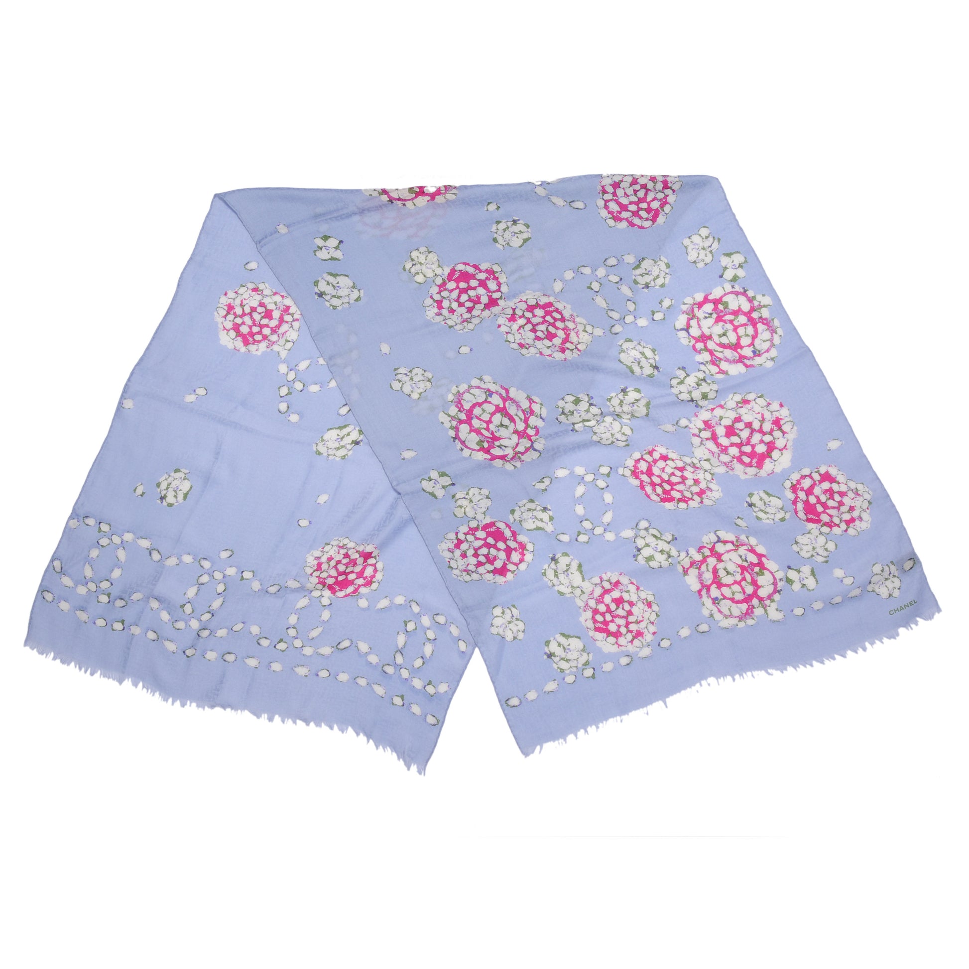 Chanel Cashmere Silk Camellia Scarf CC 1 of 6