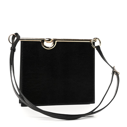 Hermes Niloticus Lizard Mors De Bride Bag Black 3 of 9