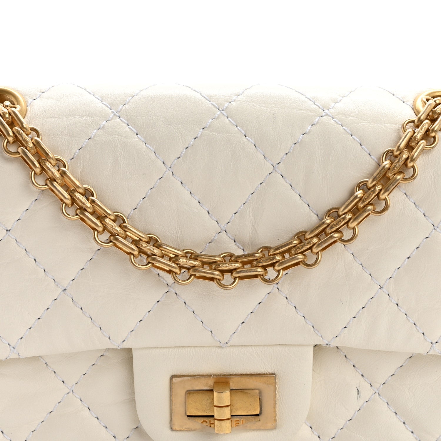 Chanel Aged Calfskin Quilted 2.55 Reissue Mini Flap White 1619844