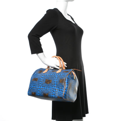 Louis Vuitton Monogram Kusama Town Speedy 30 Blue 2 of 13