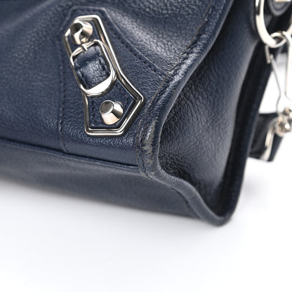 Balenciaga Chevre Silver Metallic Edge Hardware Mini City Bleu Nuit Dark Sea 10 of 13