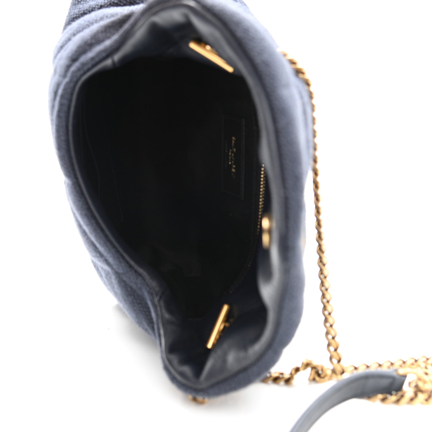 Saint Laurent Canvas Quilted Toy Loulou Puffer Monogram Chain Satchel Deep Marine 5 of 12