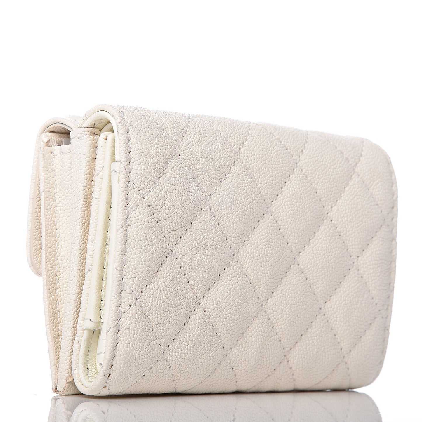 Caviar Quilted Small Boy Flap Wallet White