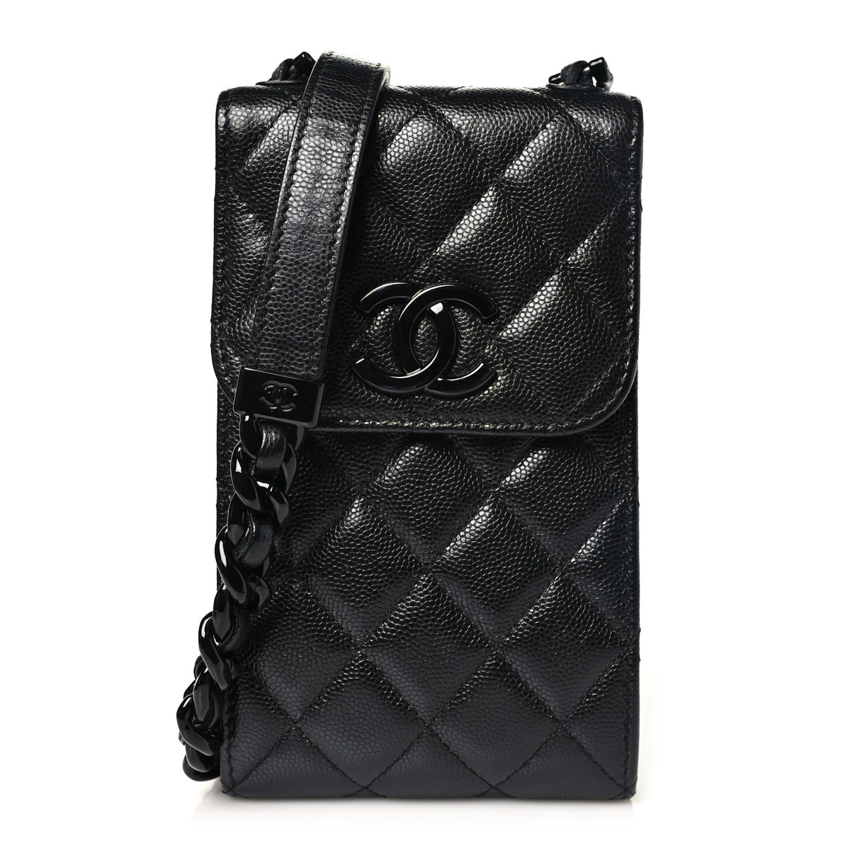Caviar Quilted My Everything Clutch With Chain Black