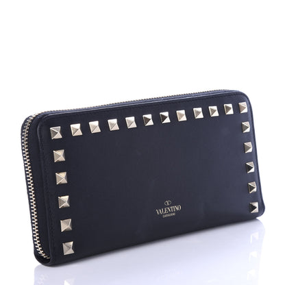 Valentino Garavani Calfskin Rockstud Zip Around Wallet Black 3 of 6