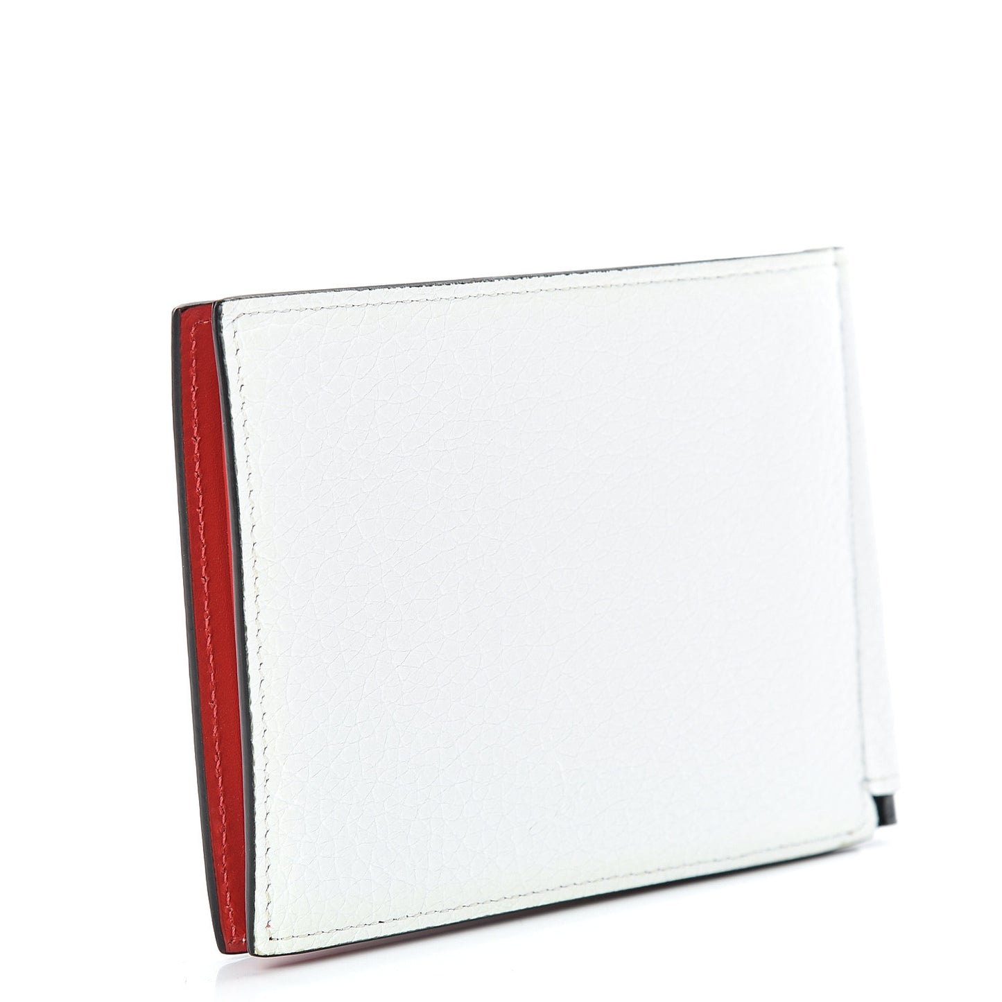 Calfskin Clipsos Spike Bi-Fold Wallet White
