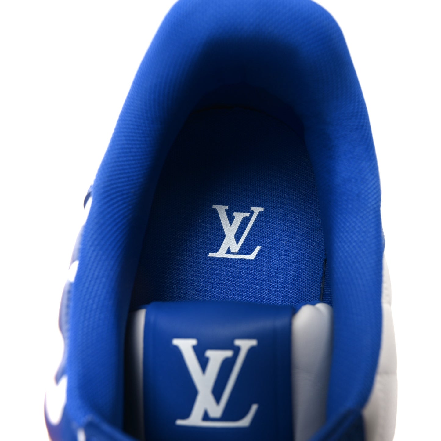 Calfskin Maxi Damier Mens Rivoli Sneakers 11 Blue White