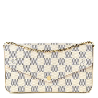 Louis Vuitton Damier Azur Pochette Felicie Chain Wallet Rose Ballerine 1 of 11