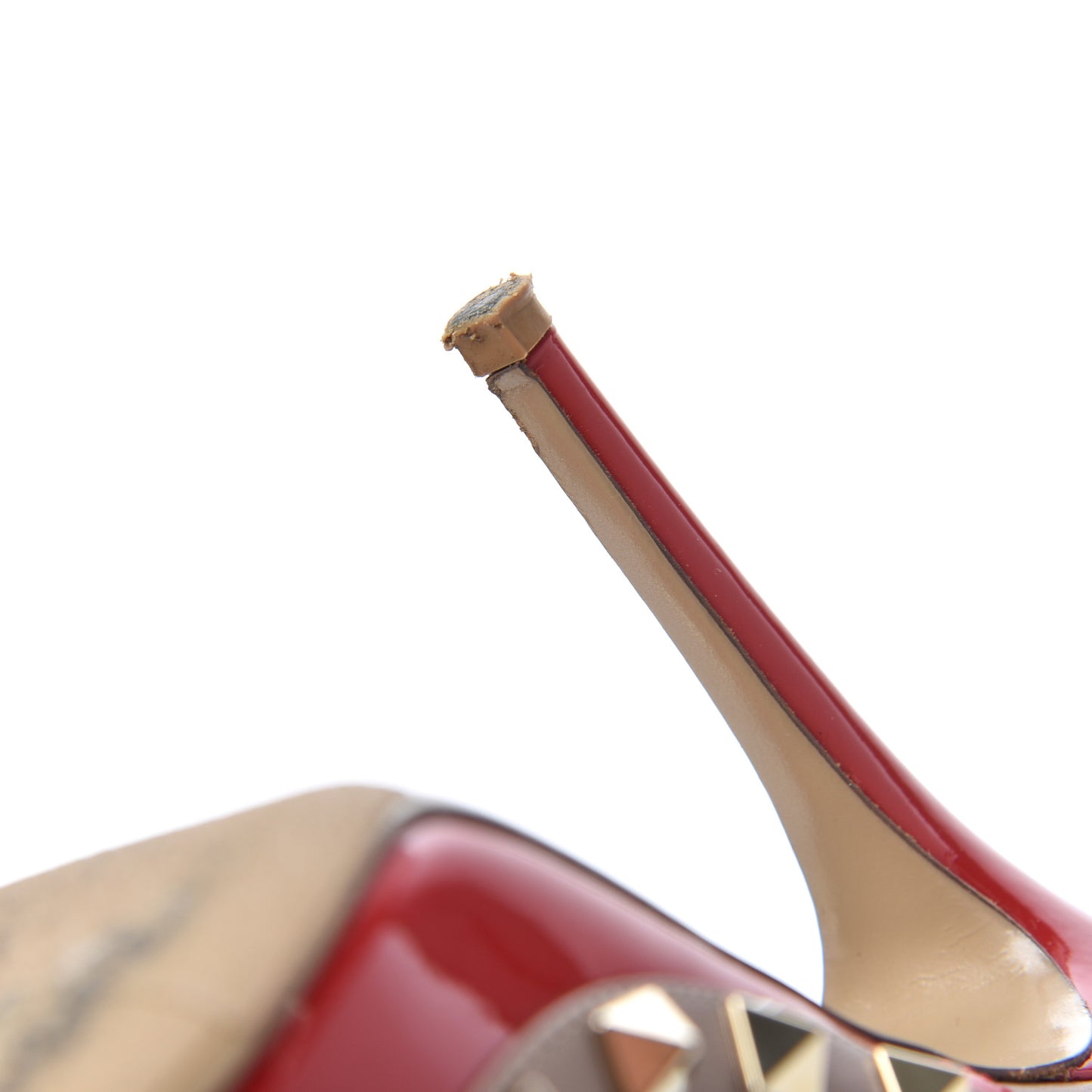 Patent Nappa Rockstud Ankle Strap 100mm Pumps 36 Rosso Valentino Poudre