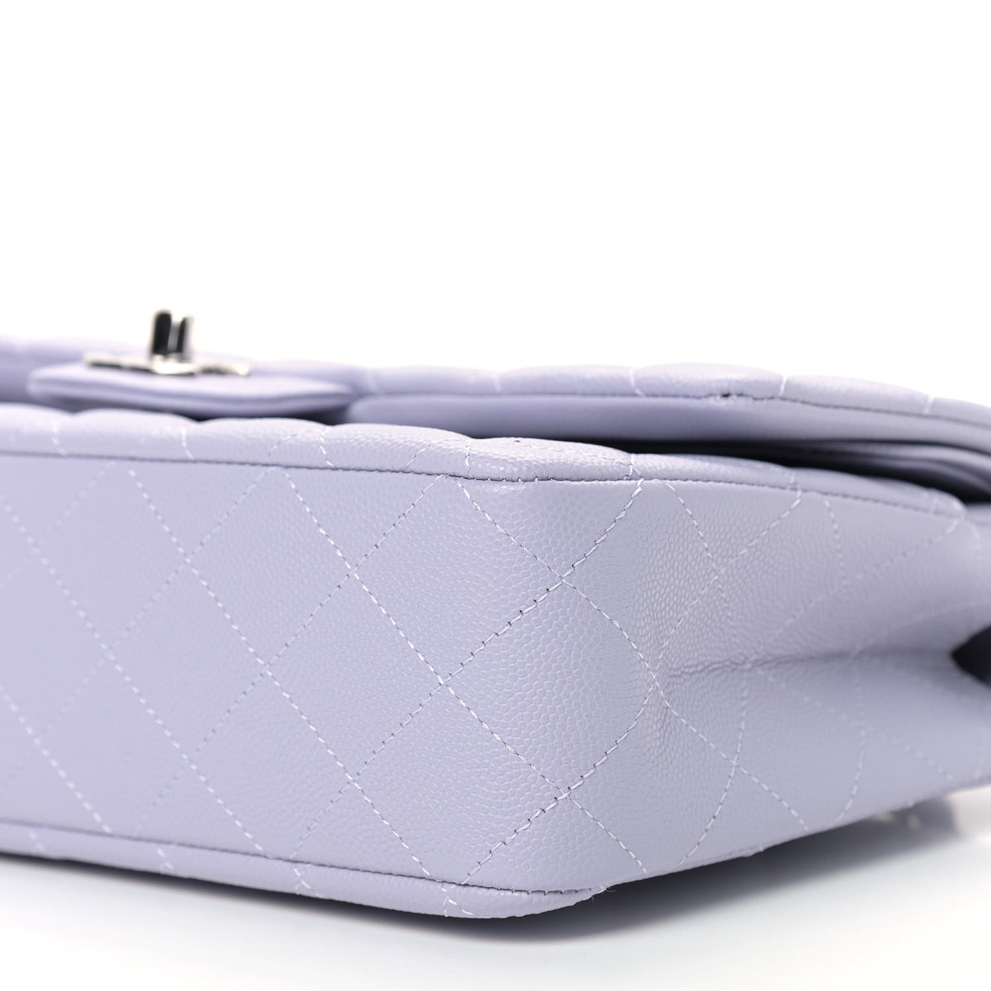 Caviar Quilted Medium Double Flap Light Purple