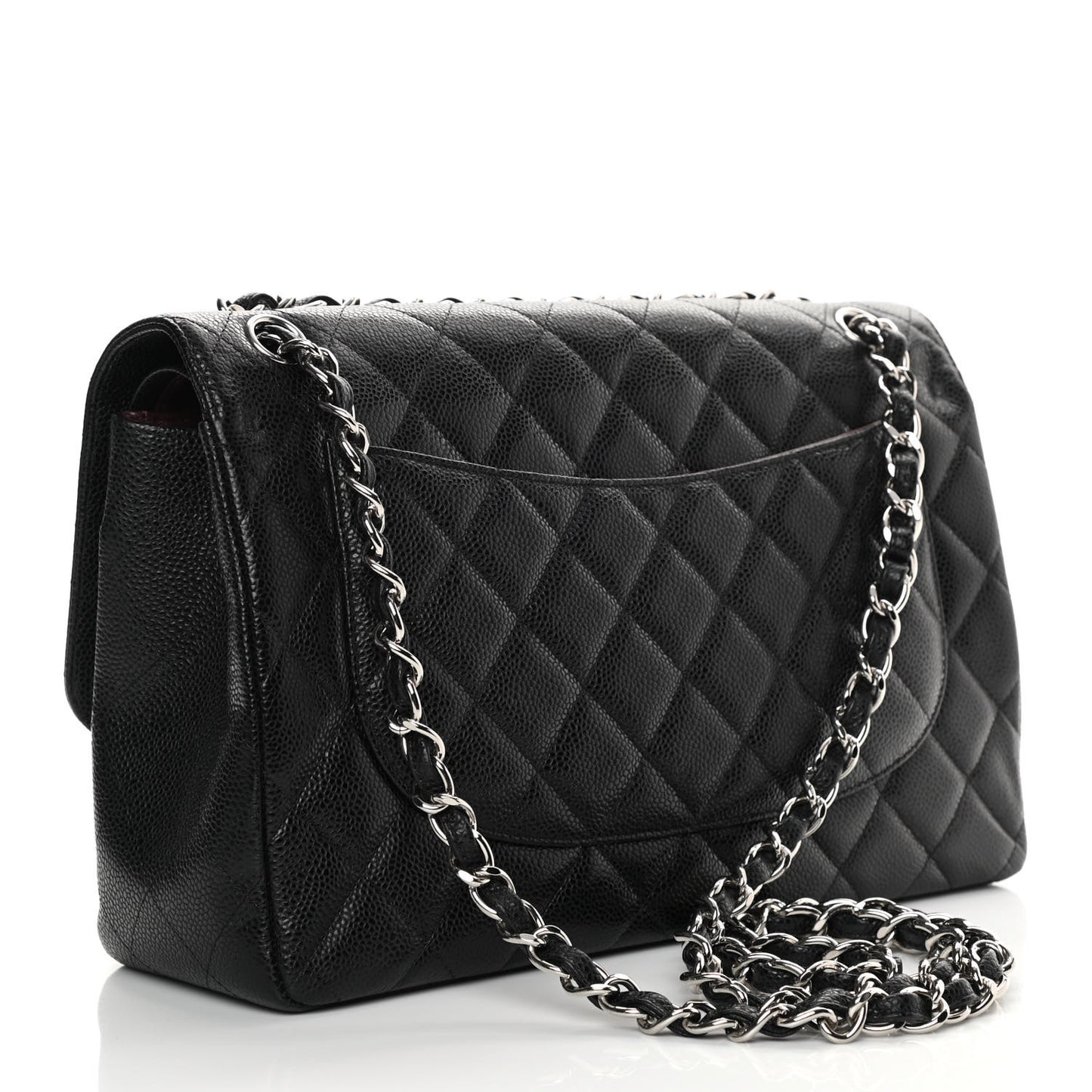 Caviar Quilted Jumbo Double Flap Black