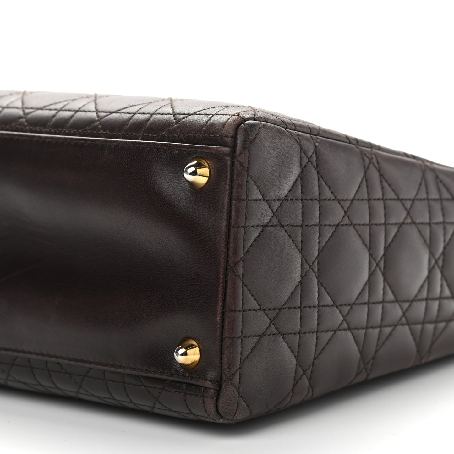 Lambskin Cannage Large Lady Dior Dark Brown
