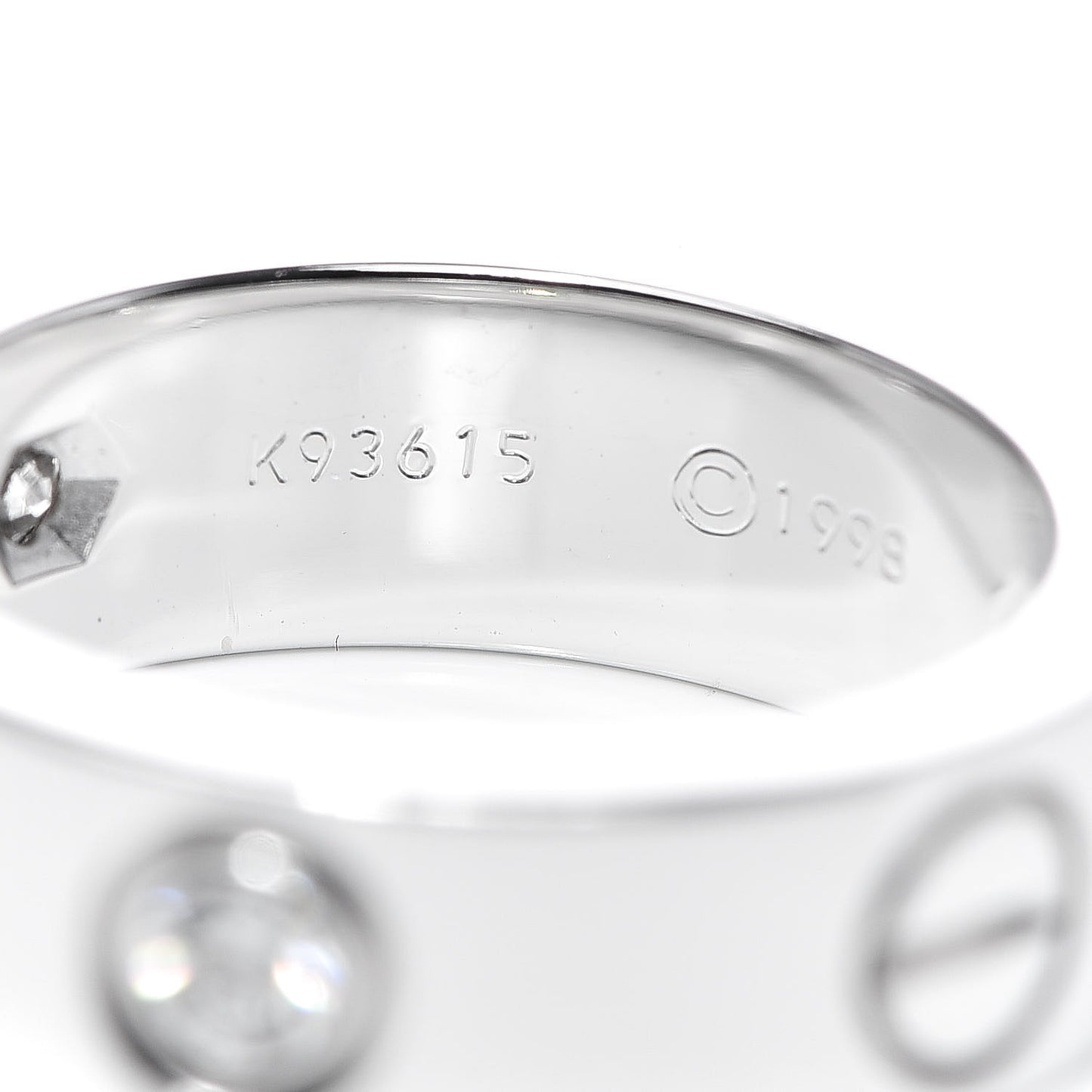 18K White Gold 3 Diamond 5.5mm LOVE Ring 47 4.25