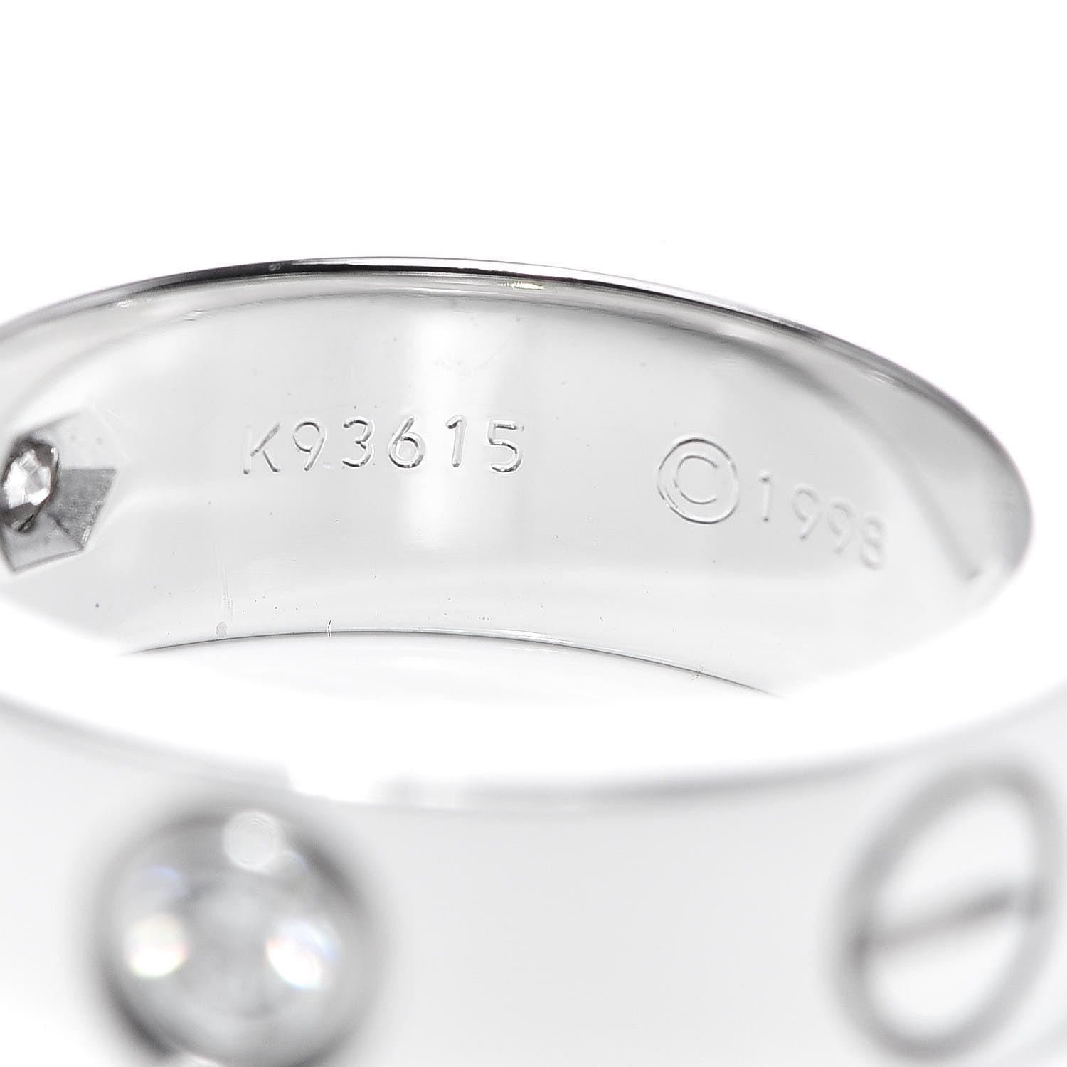 Cartier 18K White Gold 3 Diamond 5.5mm LOVE Ring 47 4.25 4 of 5