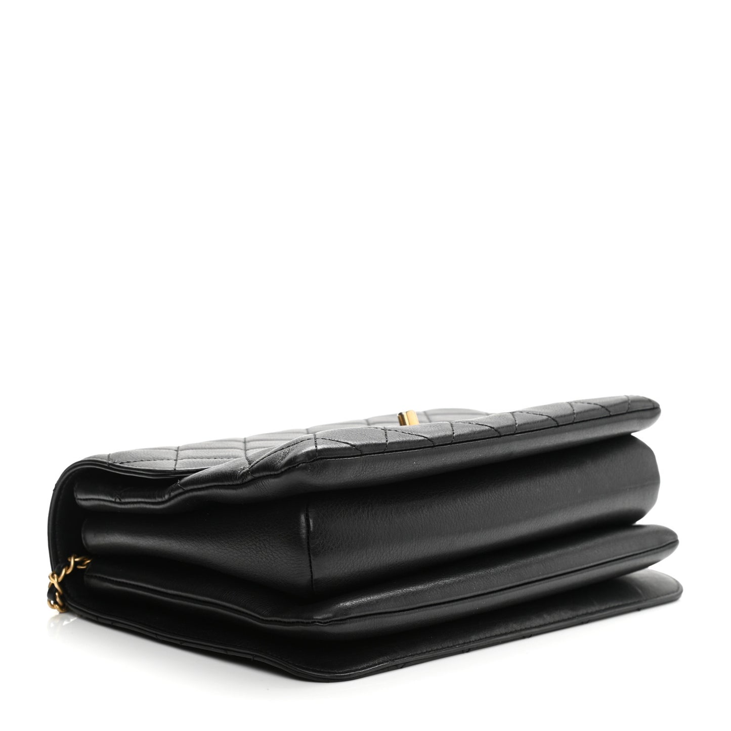 Calfskin Quilted Small Gold Top Handle Flap Black