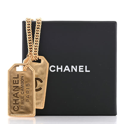 Chanel Metal ID Dog Tag Charm Necklace Gold 8 of 8