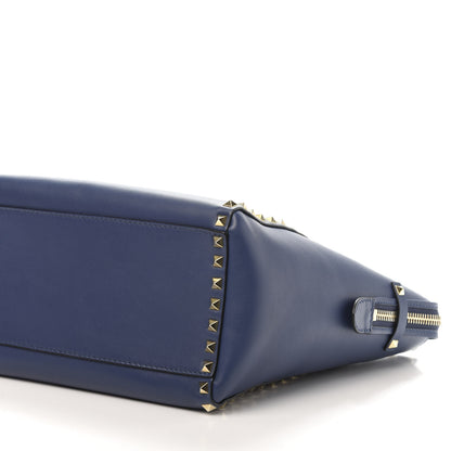 Valentino Garavani Vitello Rockstud Double Handle Tote Indigo 7 of 9