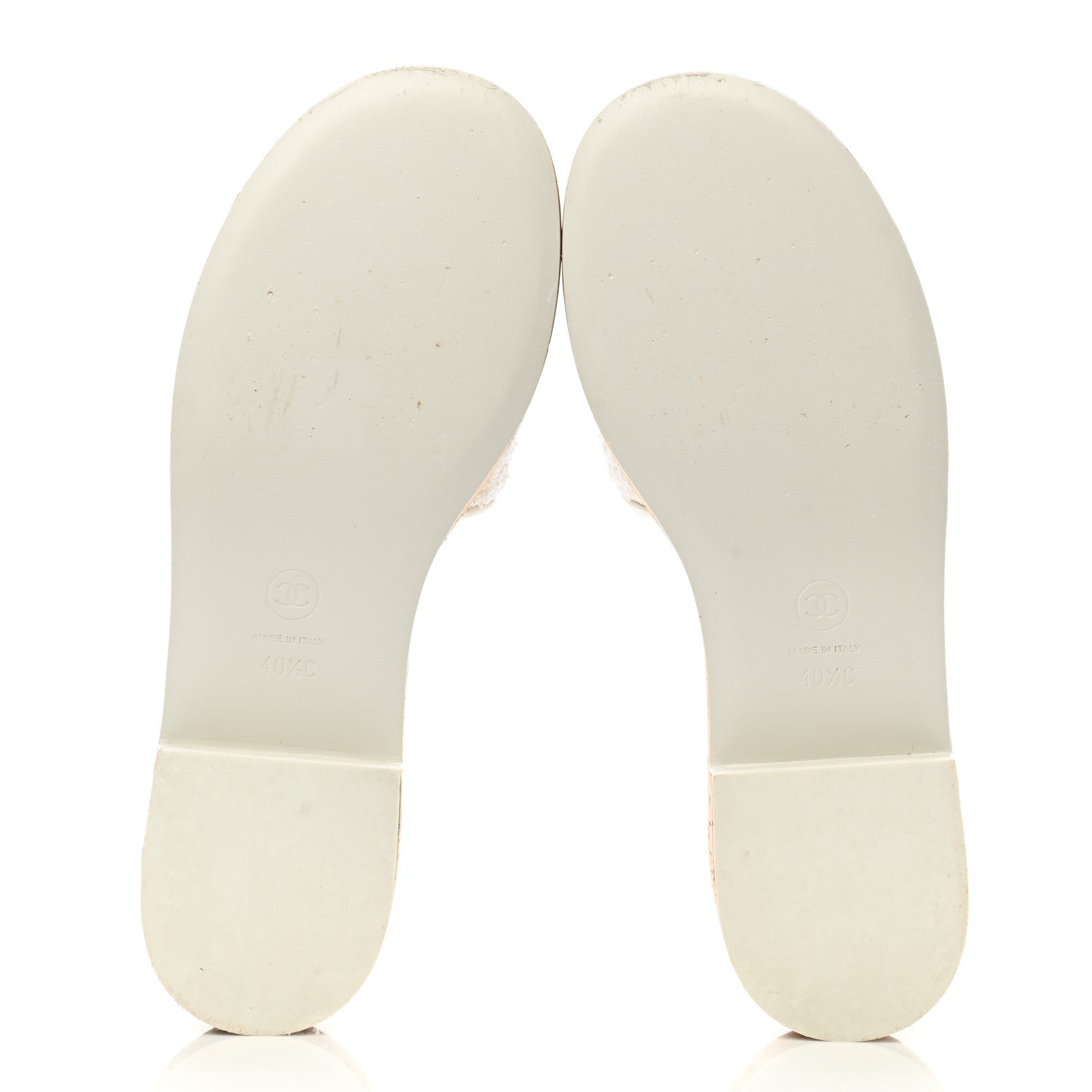 Chanel Tweed Cork CC Chain Mule Sandal 40.5 White 5 of 9