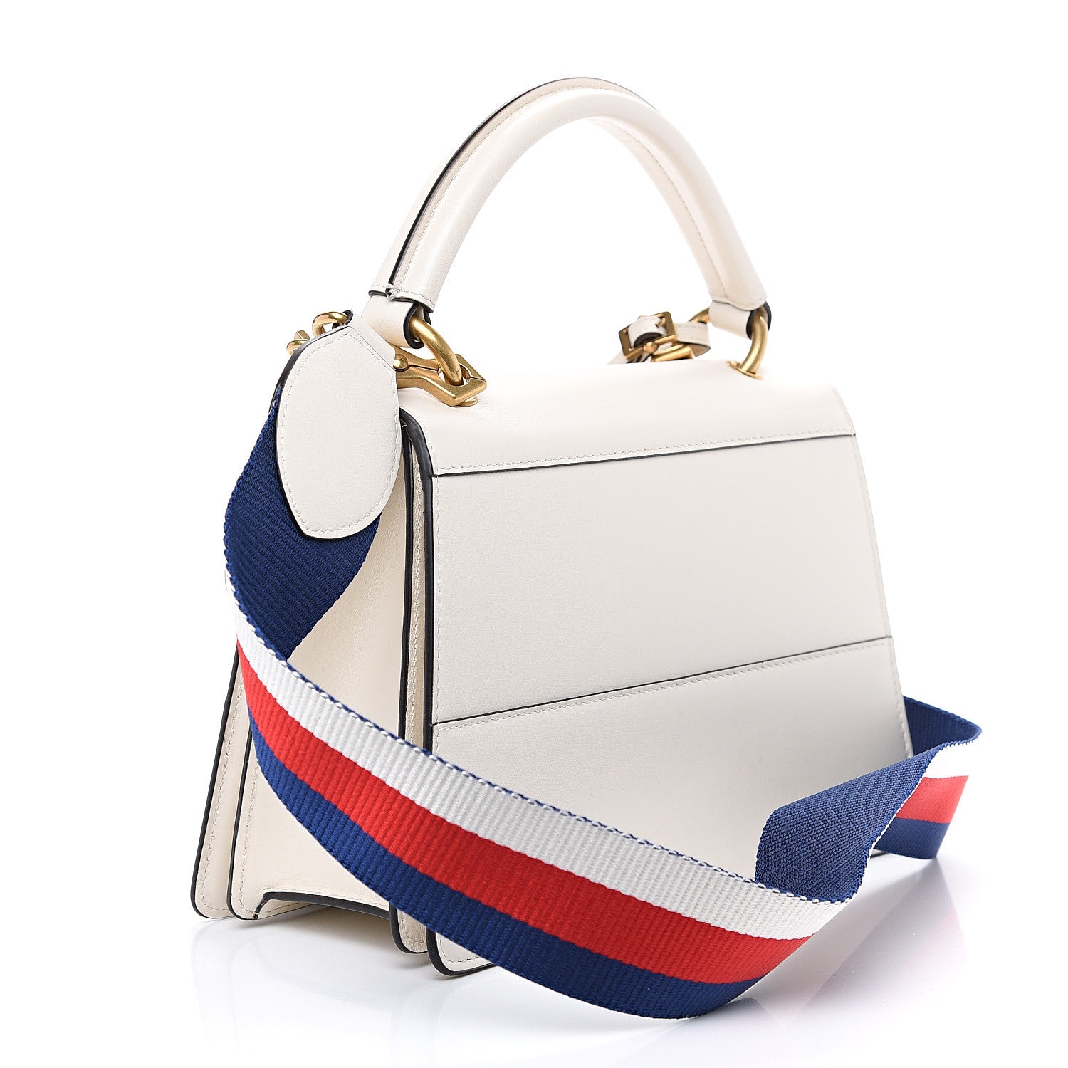 Gucci Calfskin Sylvie Web Small Queen Margaret Top Handle Bag White 2 of 9