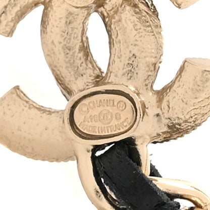Chanel Lambskin Pearl Chain CC Drop Earrings Gold Black Pearly White 4 of 5