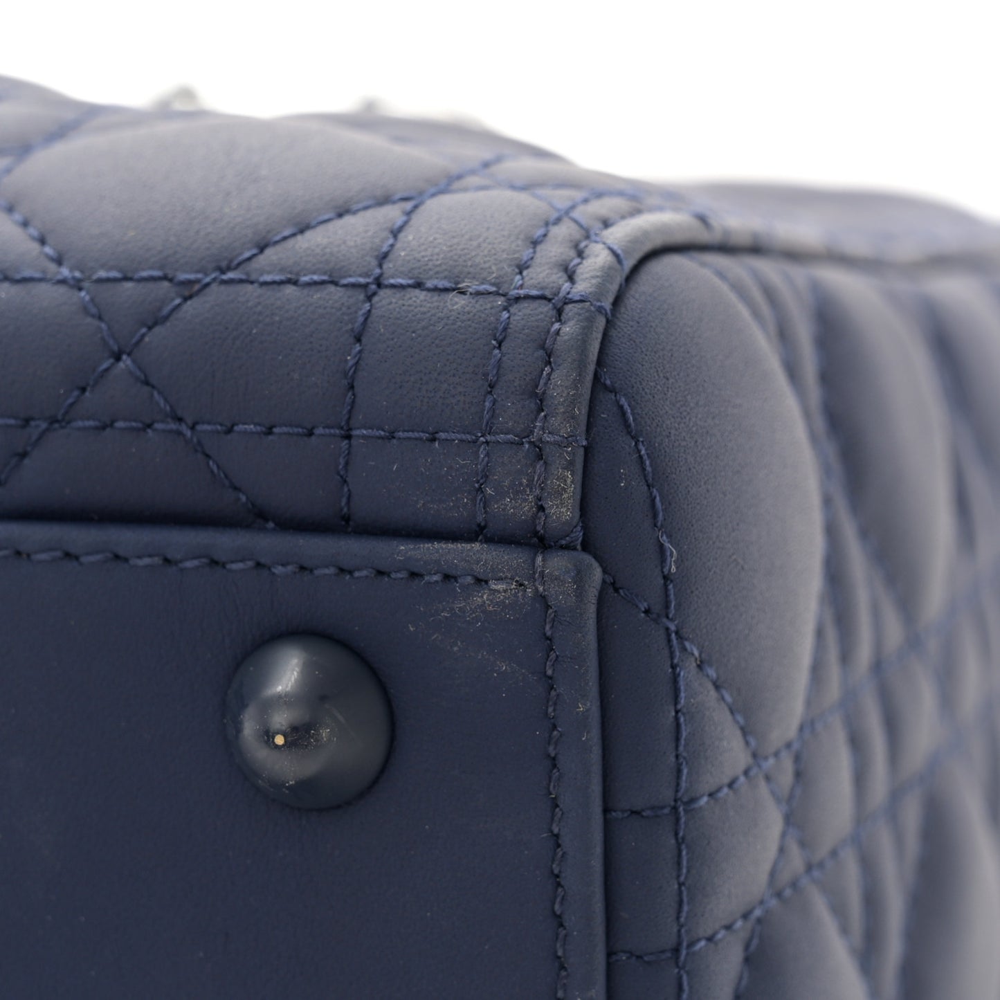 Ultra Matte Calfskin Cannage Large Lady Dior Blue