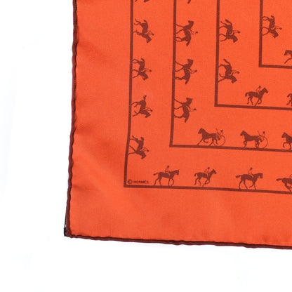 Hermes Silk Saut Galop Canter Back Pocket Square Orange 3 of 3