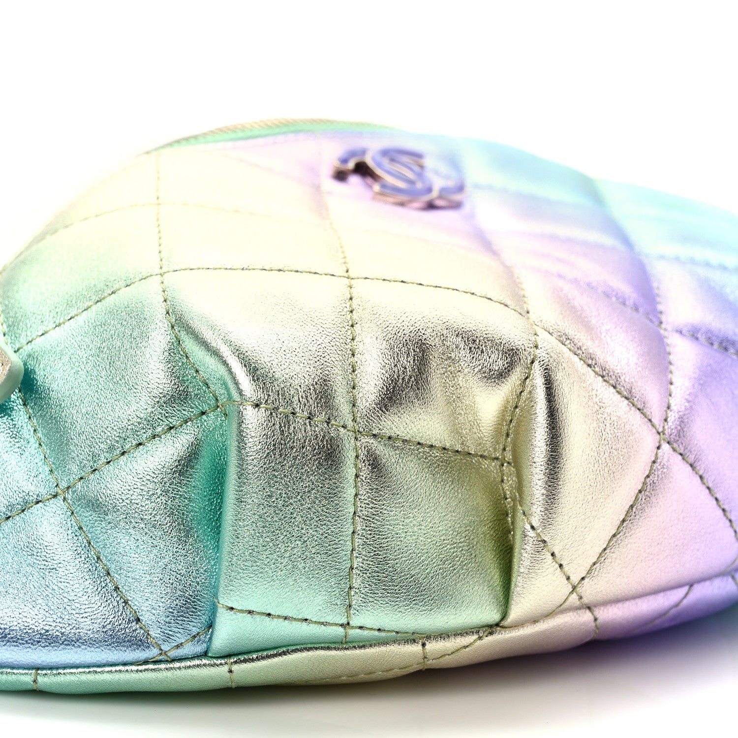 Chanel Gradient Metallic Lambskin Quilted Walking Mood Waist Bag Fanny Pack Pink Purple Green 8 of 10
