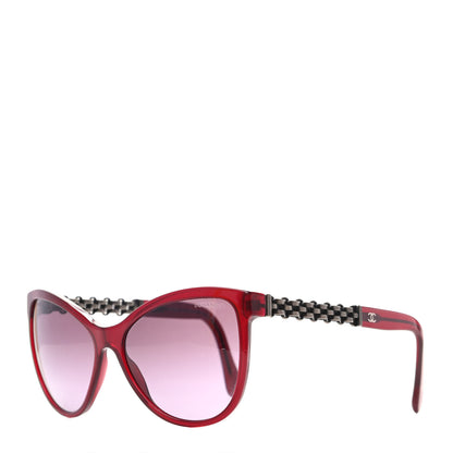 Chanel Acetate Cat Eye Chain Sunglasses 5326 Red 1 of 8