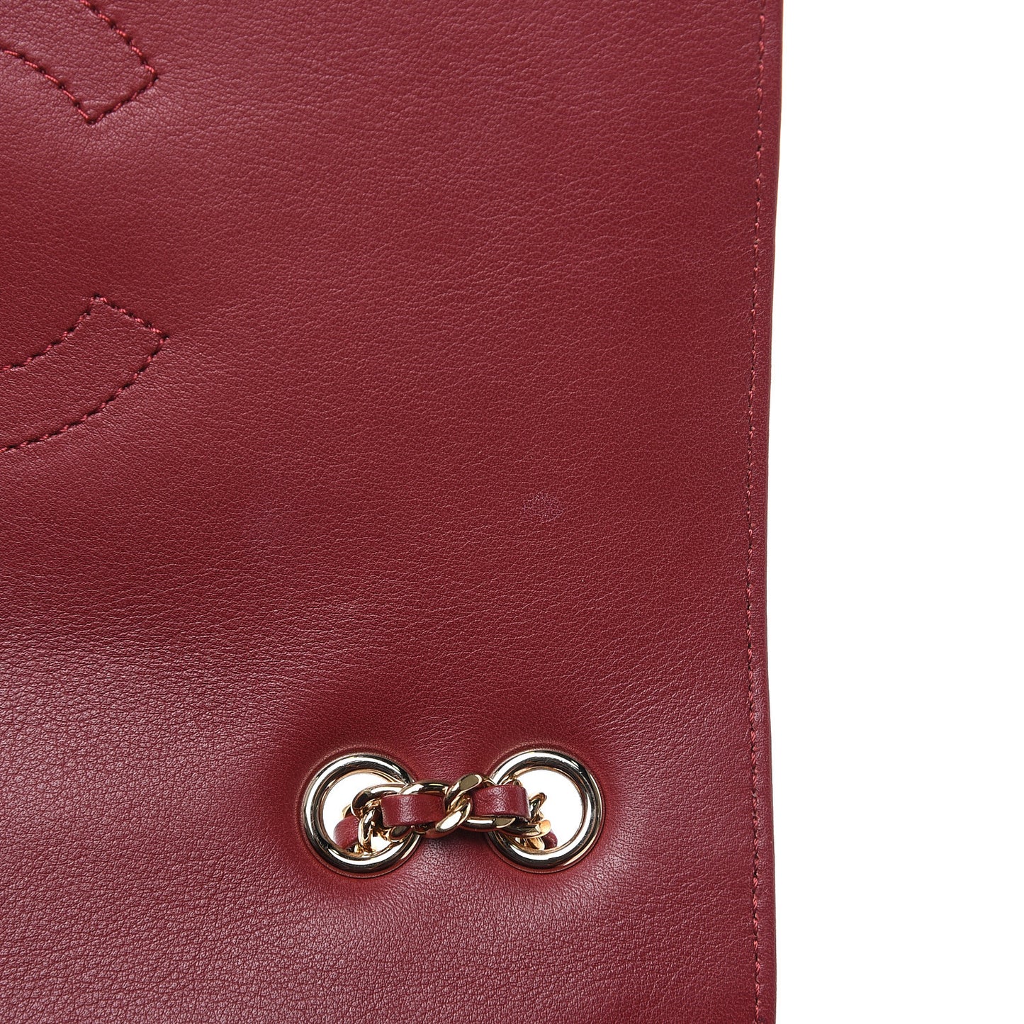 Calfskin Chevron Quilted Statement Flap Burgundy