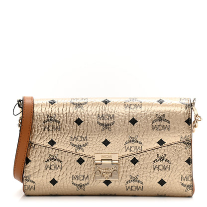 MCM Metallic Visetos Medium Millie Crossbody Bag Berlin Gold 1 of 9