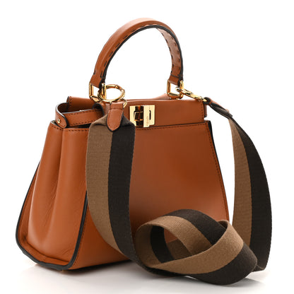 Fendi Vitello Seta Canvas FF Embroidered Mini Peekaboo Iconic Satchel Brandy Amazzonia 2 of 7
