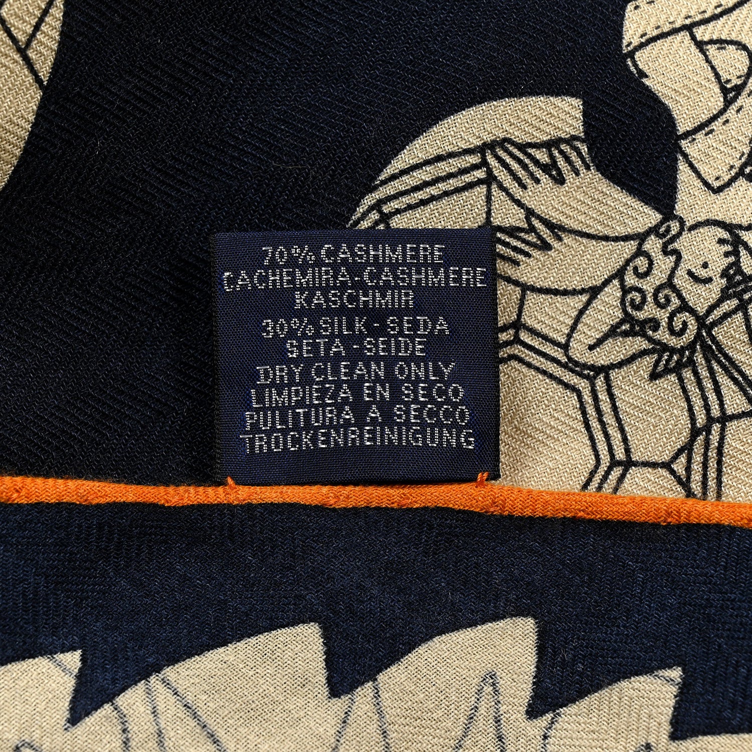 Hermes Cashmere Silk Bal De Soie Pointe Triangle Scarf Marine Naturel Rouille 3 of 5