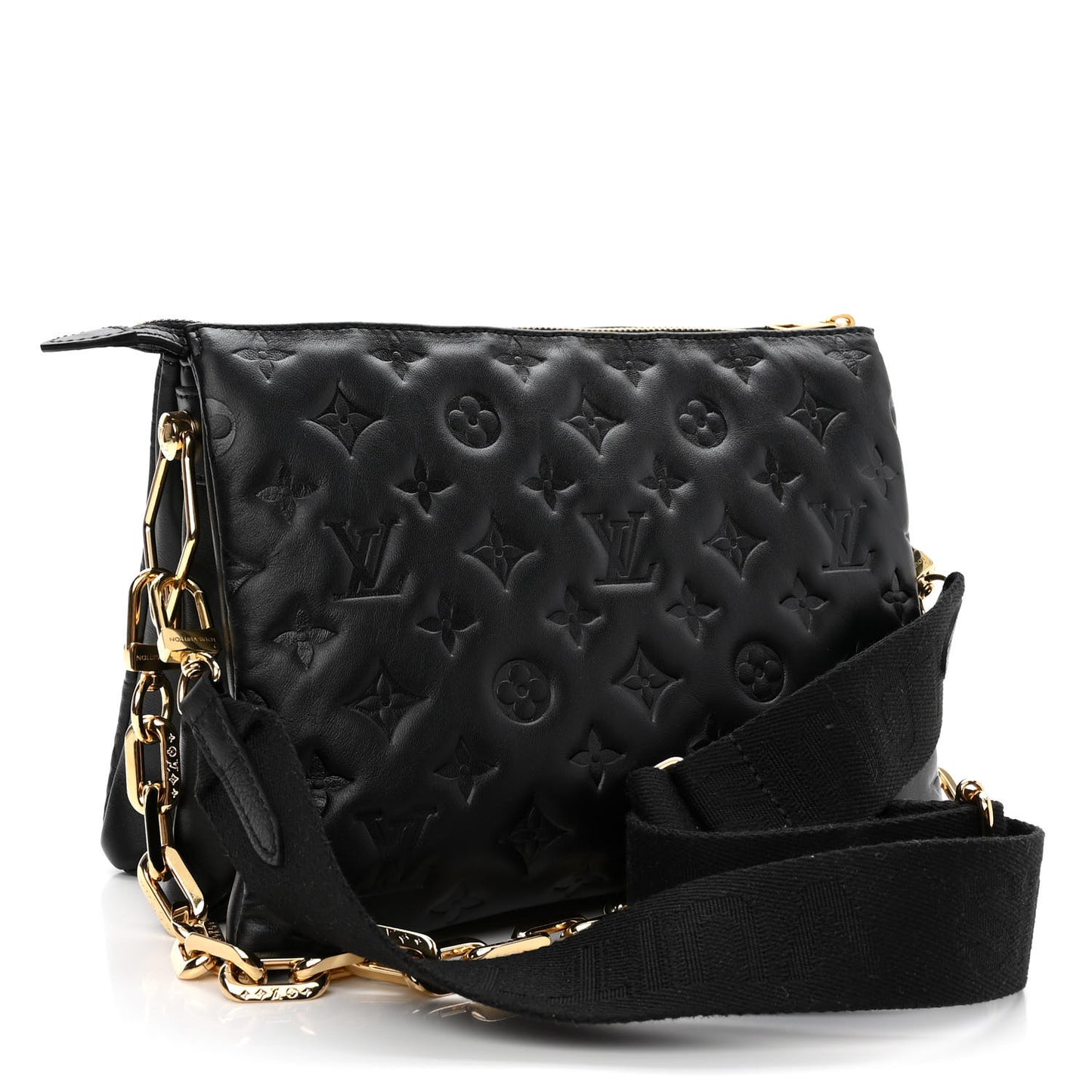 Lambskin Embossed Monogram Coussin PM Black