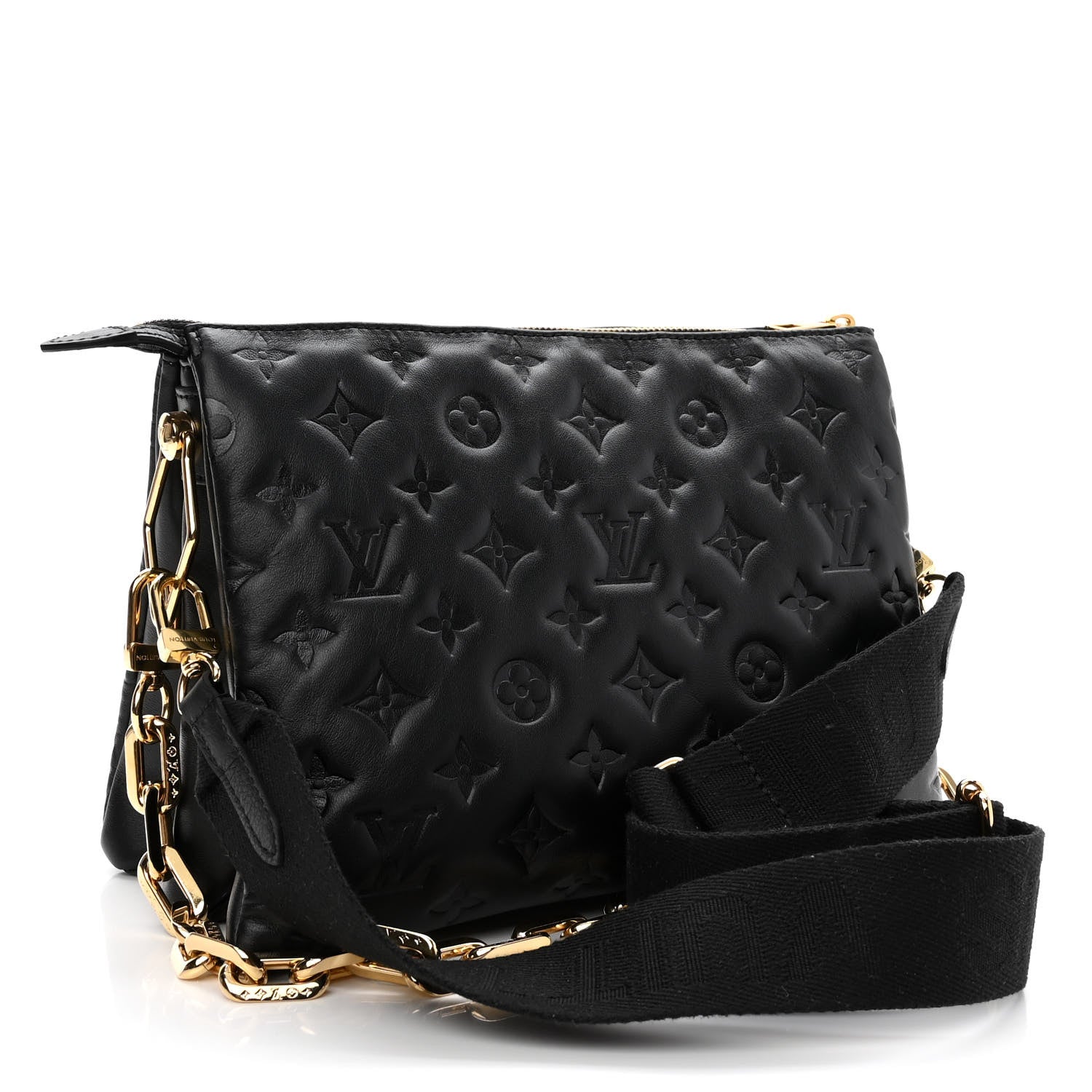 Louis Vuitton Lambskin Embossed Monogram Coussin PM Black 3 of 9