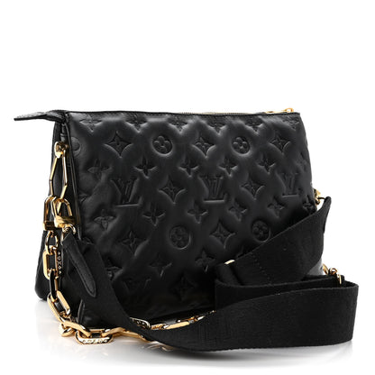Louis Vuitton Lambskin Embossed Monogram Coussin PM Black 3 of 9