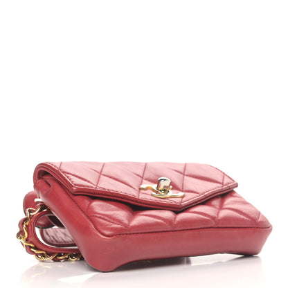 Chanel Lambskin Quilted Flap Waist Belt Bag 65 26 Red 3 of 8