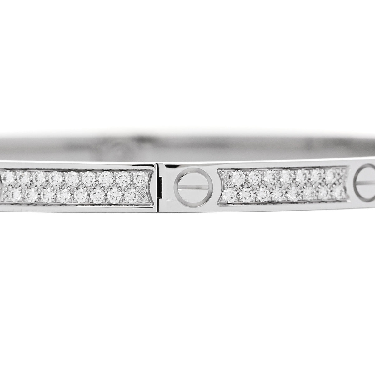Cartier 18K White Gold Diamond Small LOVE Paved Bracelet 18 5 of 8
