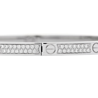 Cartier 18K White Gold Diamond Small LOVE Paved Bracelet 18 5 of 8