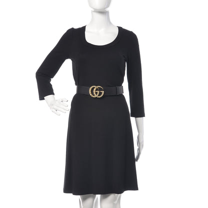 Gucci Moon Calfskin Pearl Double G 40mm Belt 80 32 Black Cream 2 of 6