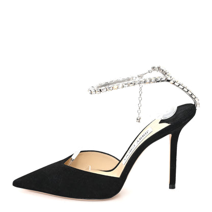 Jimmy Choo Suede Crystal Saeda 100 Pumps 37 Black 1 of 9