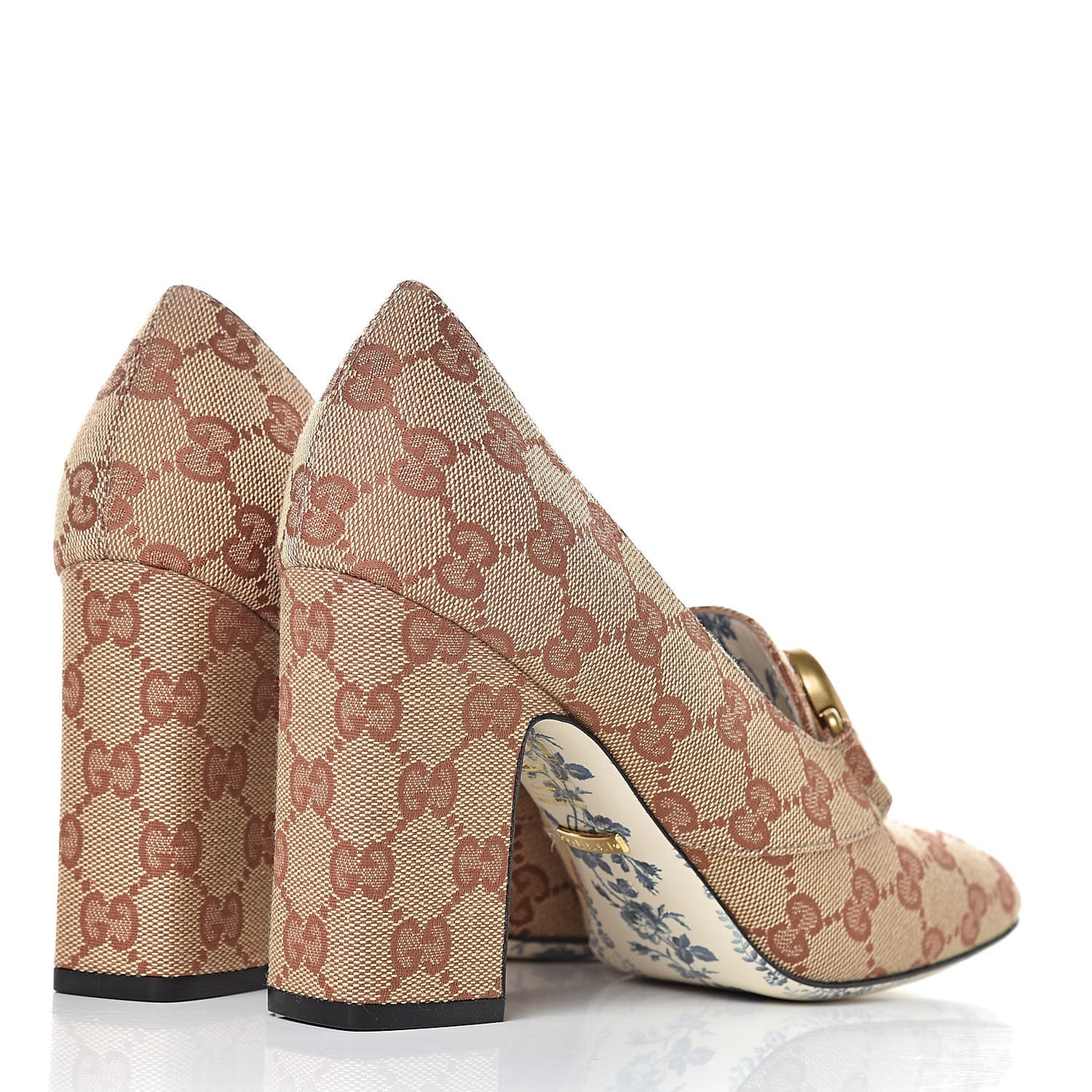 Monogram GG Victoire 95mm Loafer Pumps 38 Beige Ruggine