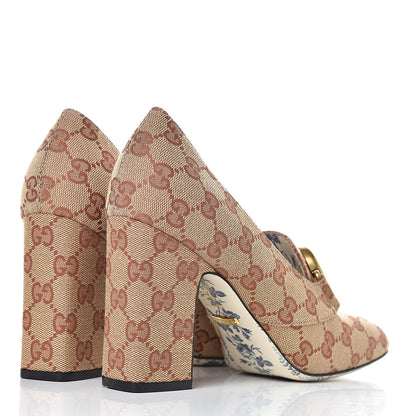 Gucci Monogram GG Victoire 95mm Loafer Pumps 38 Beige Ruggine 4 of 9