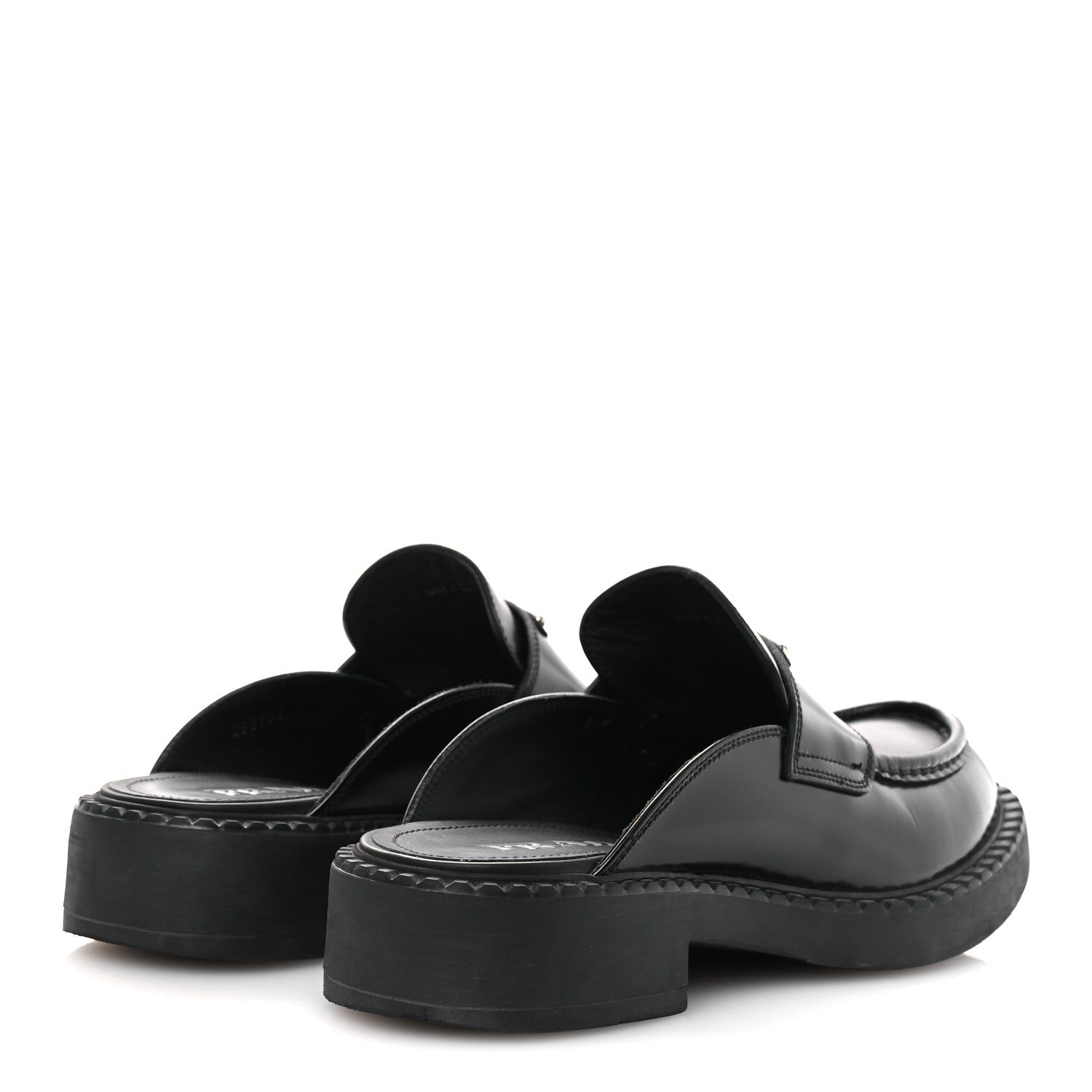 Prada Spazzolato Triangle 40mm Loafer Mules 37 Black 5 of 16