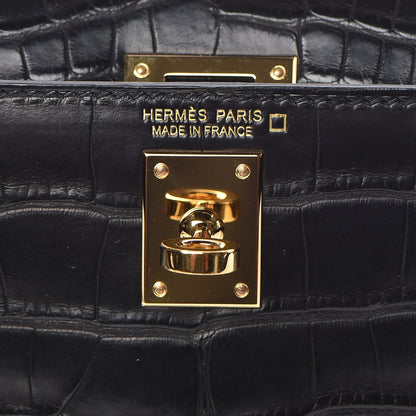 Hermes Matte Alligator Mini Kelly Sellier 20 Black 15 of 33