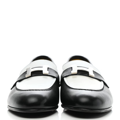 Hermes Calfskin Womens Paris Loafers 39 Black White 2 of 7