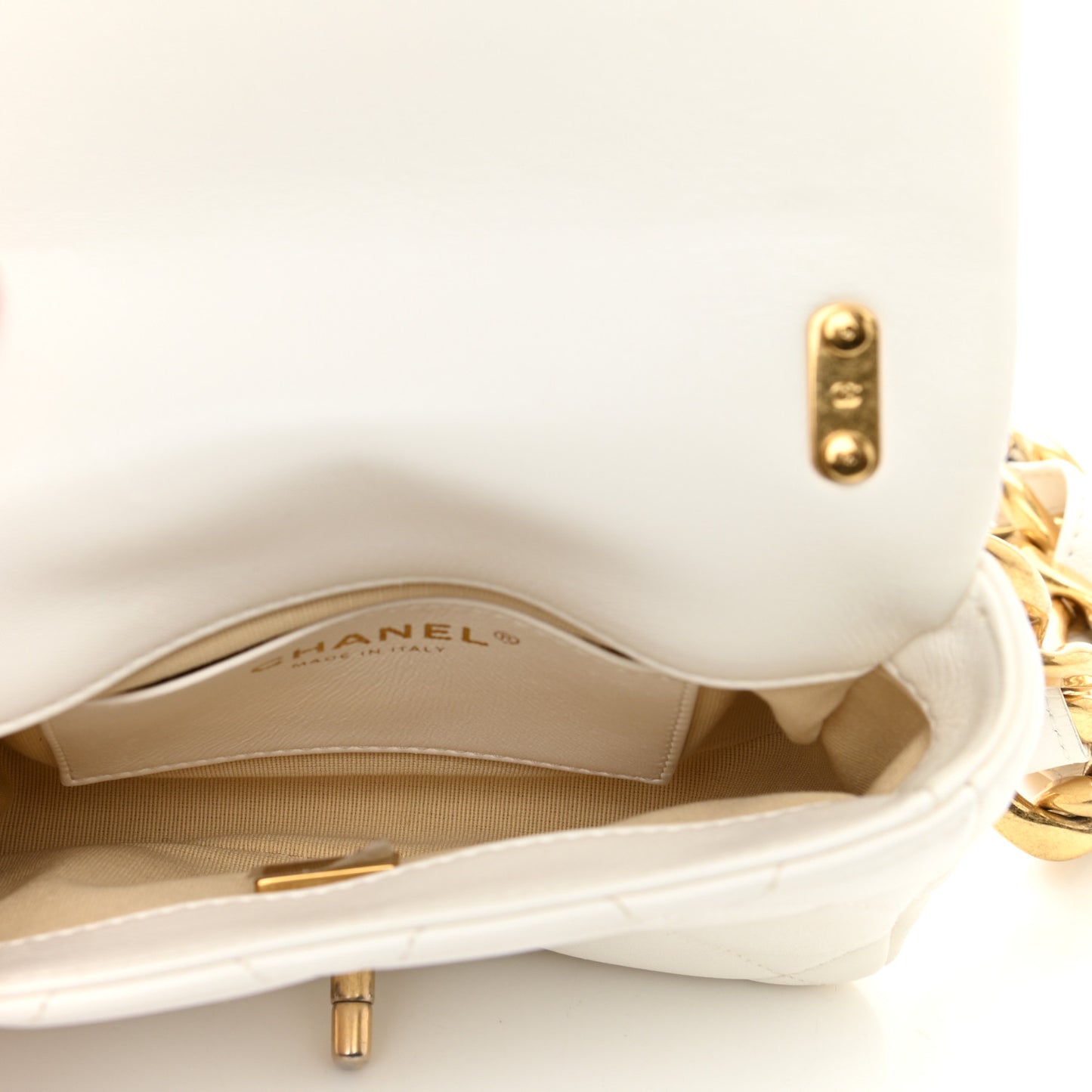 Lambskin Quilted Mini Funky Town Flap White